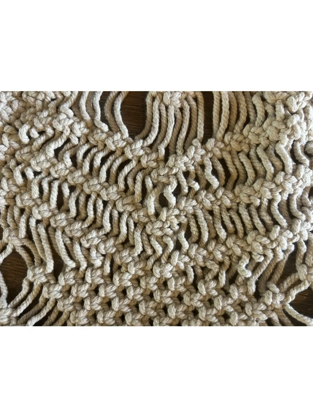 Fall Harvest Boho Macrame Table Runner Beige Fringe 16